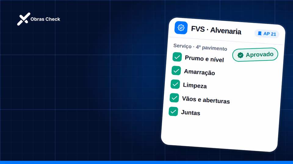 Ficha de Verificação de Serviço de alvenaria aprovada no app Obras Check